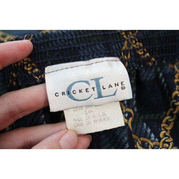 Vintage 90s Maxi Skirt Size 16 Pull On Equestrian Derby Gold Chain Plaid Retro - Picture 8 of 9